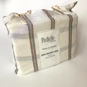 piubelle 100% washed linen queen sheet set - linen queen sheets - linen sheets